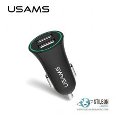 Автомобільний USB адаптер живлення USAMS 2 порта 2.1A/1A Black