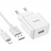Мережевий зарядний пристрій HOCO C106A + кабель Lightning USB Leisure Single Port Charger 1USB 10.5W 2.1A White