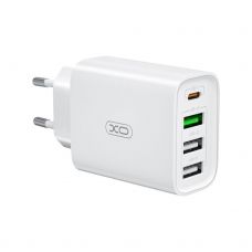 Мережевий зарядний пристрій XO L120 PD20W+ QC3.0 18W USB-C 3USB 4in1 Швидка зарядка White