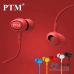 Вакуумні Навушники PTM Гарнітура Red